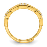 Sterling Silver Gold-tone Polished Pave CZ Squares Size 8 Adjustable Ring